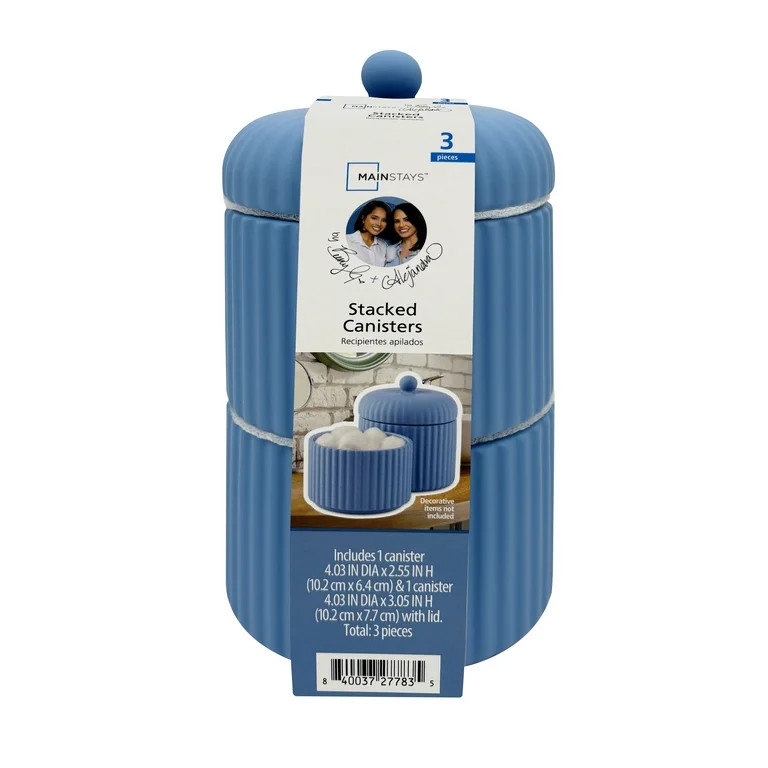 Mainstays By Becky G. & Alejandra 3-Piece Stacked Bathroom Canisters, Blue | Walmart (US)