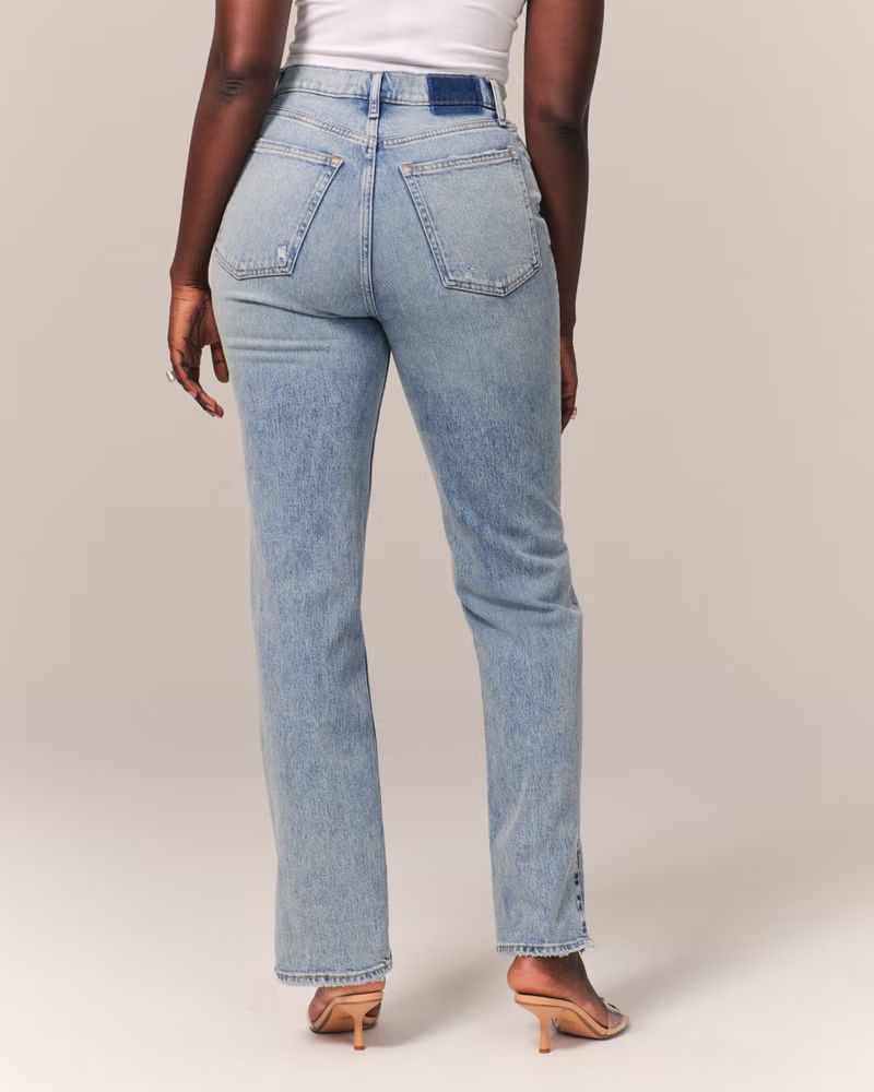 Women's Curve Love 90s Ultra High Rise Straight Jeans | Women's Bottoms | Abercrombie.com | Abercrombie & Fitch (US)