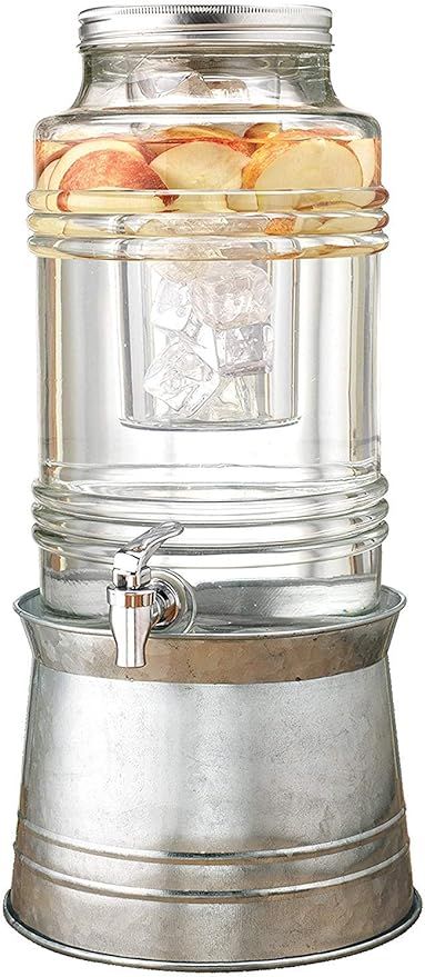Circleware Breeze Glass Beverage Dispenser with Base Metal Stand Transforms Bucket, Lid, Fruit In... | Amazon (US)