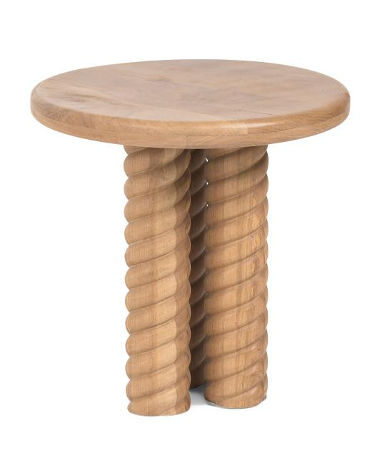 22x22 Solid Oak Wood Treccia Side Table | TJ Maxx