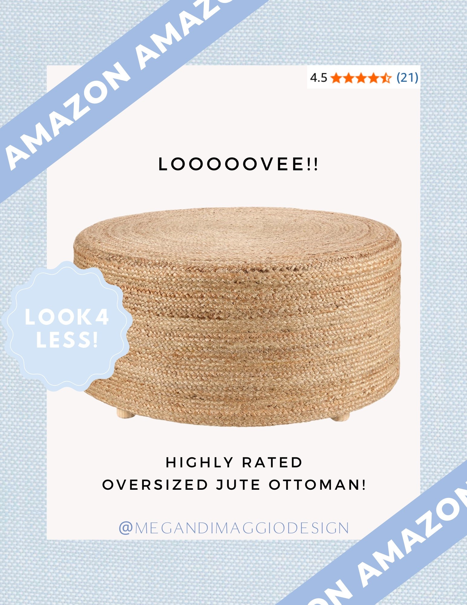 This highly rated oversized jute ottoman is such a great look for less!! 😍🙌🏻 Use it as a coffee table in a family room!

#LTKFamily #LTKHome