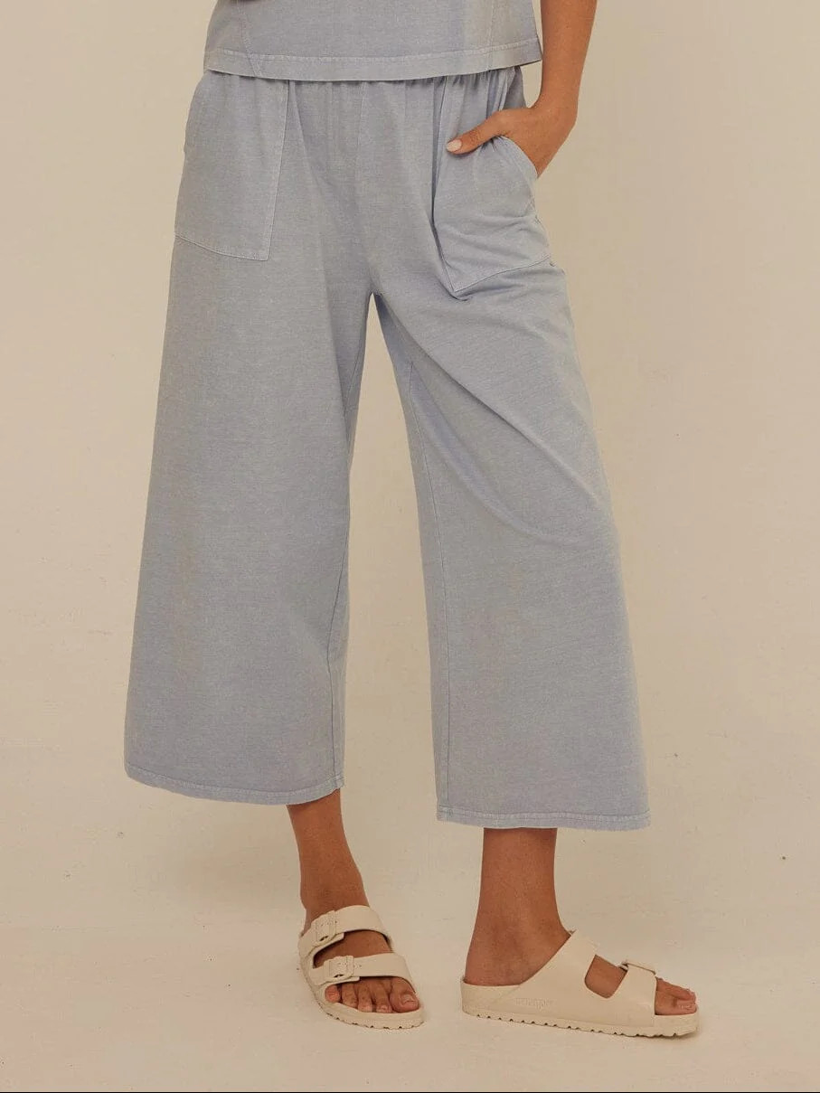 Alva Mineral Wash Eco Jersey Wide Leg Capri Pant | Threads 4 Thought