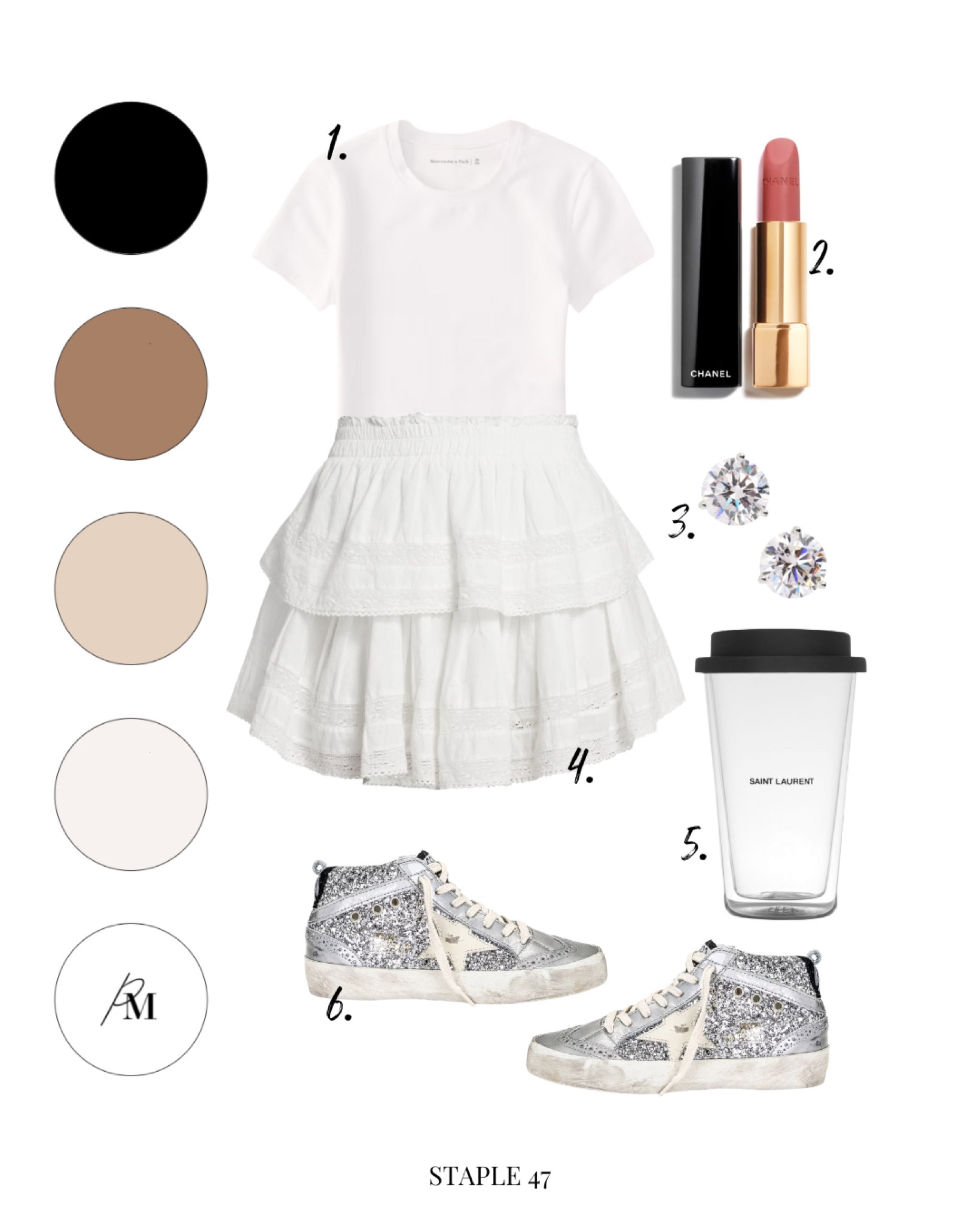anine bing eva tank 
loveshackfancy ruffle skirt 
chanel rouge lipstick
ysl coffee mug 
golden goose high top sneaker 

#LTKshoecrush #LTKstyletip #LTKFind