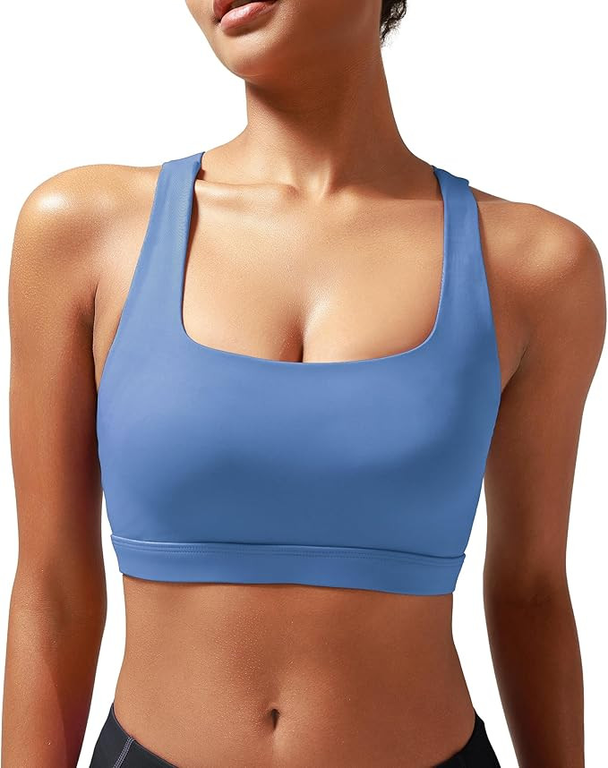 RUNNING GIRL High Impact Sports Bras for Women,Square Neck High Support Bra Moulded Cup Racerback... | Amazon (US)