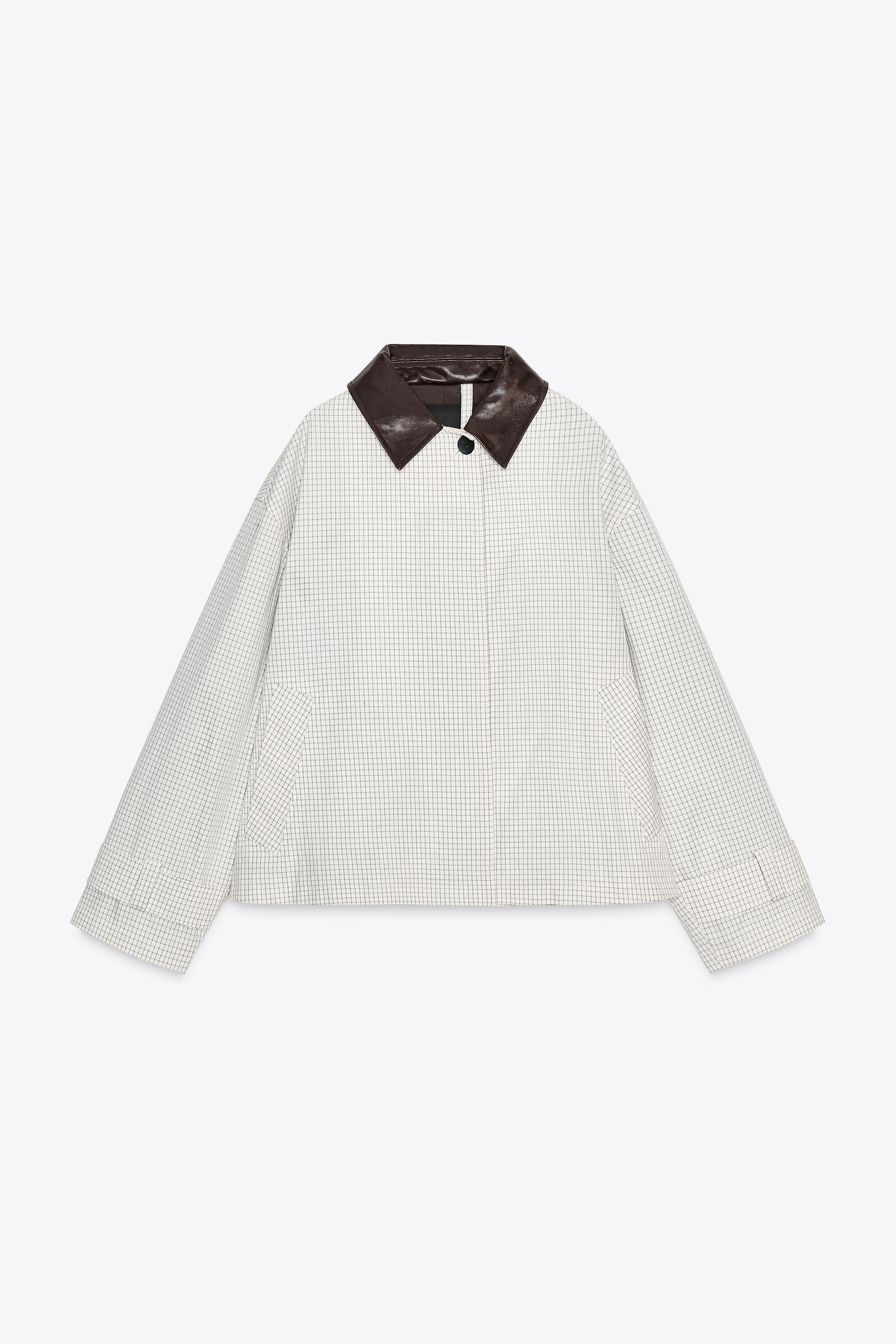 LEATHER EFFECT COLLAR SHORT TRENCH COAT ZW COLLECTION | Zara UK