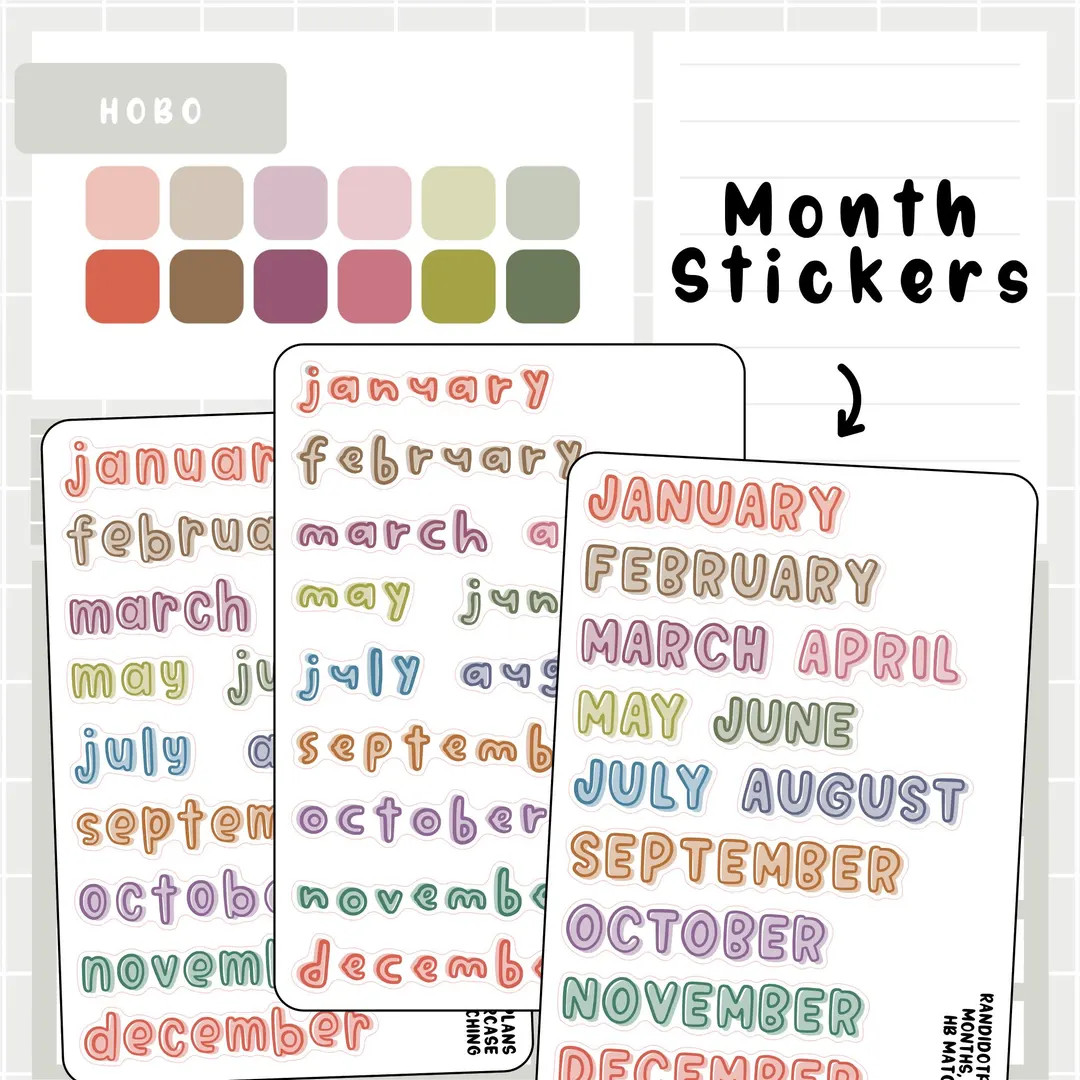 Months - Hobonichi Multicolor | Etsy (US)
