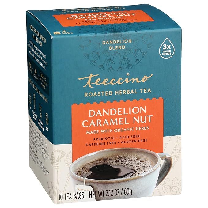 Teeccino Dandelion Tea – Caramel Nut – Rich & Roasted Herbal Tea That’s Caffeine Free & Pre... | Amazon (US)