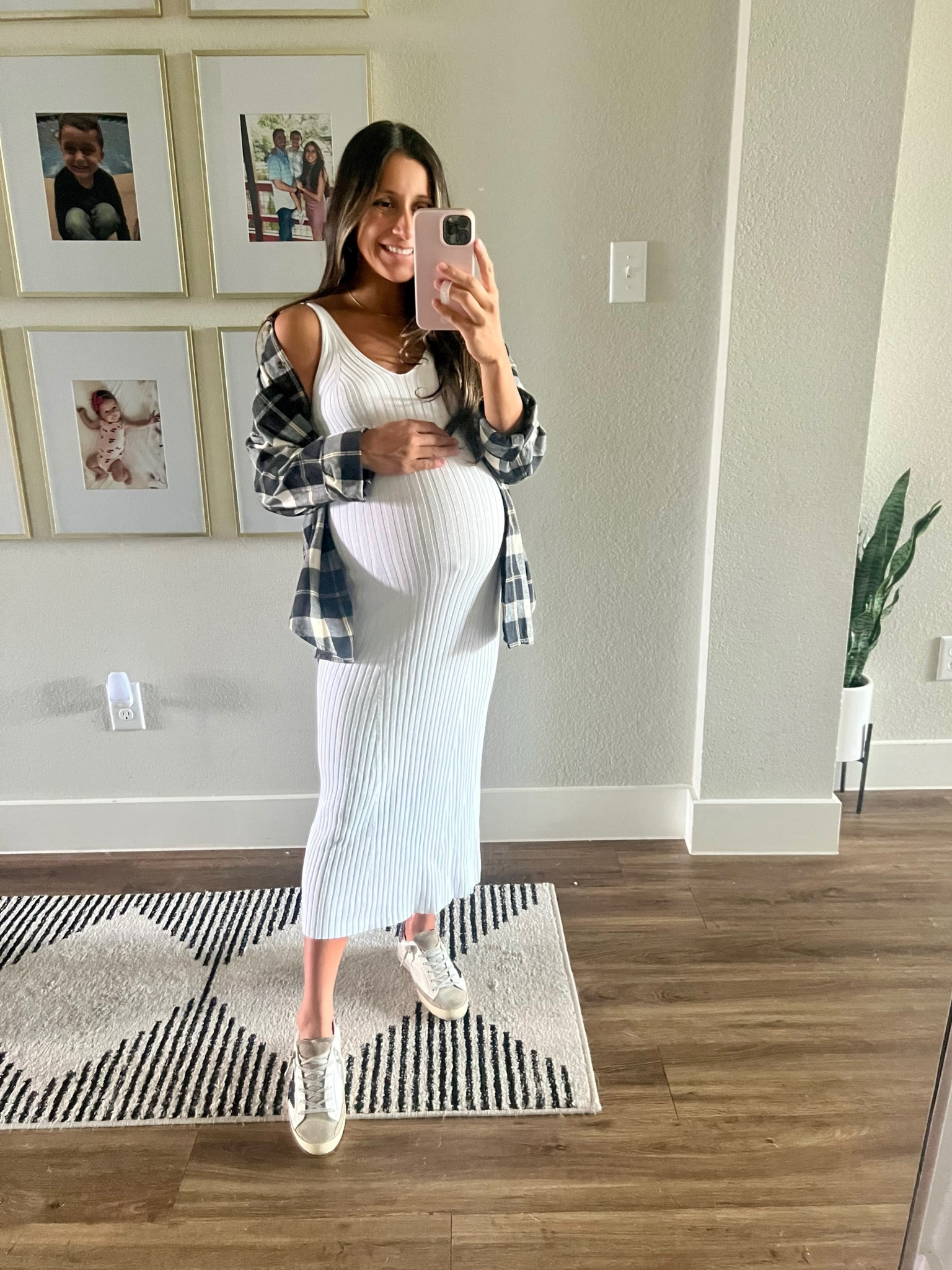 Wearing small in dress
Maternity outfit, maternity, fall outfit, target flannel, sweater dress, Amazon sweater dress, white sweater dress, golden goose sneakers, white sneakers, 9 months pregnant, third trimester outfit, fall style 

#LTKbump #LTKSeasonal #LTKstyletip