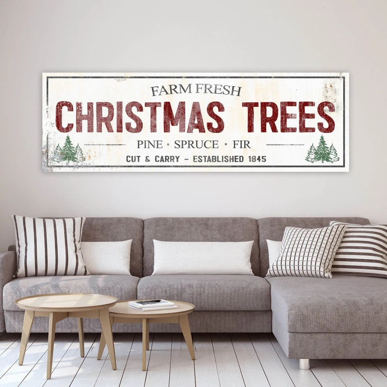 Christmas Tree Farm Sign Christmas Tree Farmhouse Sign Large Gift for Her Christmas Wall Decor Ch... | Etsy (US)