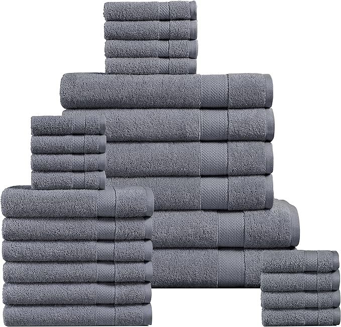 LANE LINEN 24 Piece Bath Towels Set - 100% Cotton Bathroom Towels, Absorbent Towels for Bathroom,... | Amazon (US)
