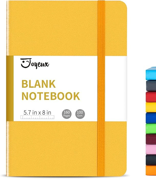 JOYEUX Blank Journal Notebook, A5, 160 Pages 100 Gsm Thick Sketch Books Hardcover Journal for Wri... | Amazon (US)