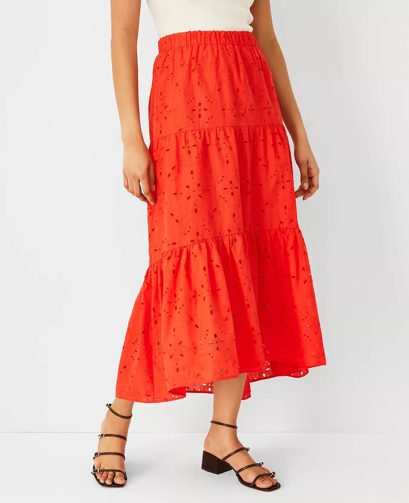 Eyelet Tiered Full Skirt | Ann Taylor | Ann Taylor (US)