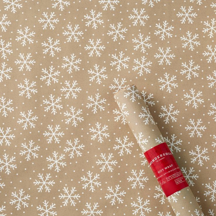 20 sq ft Kraft Gift Wrap Snowflakes Brown/White - Wondershop™ | Target