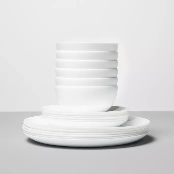Glass 18pc Dinnerware Set White - Made By Design™ | Target