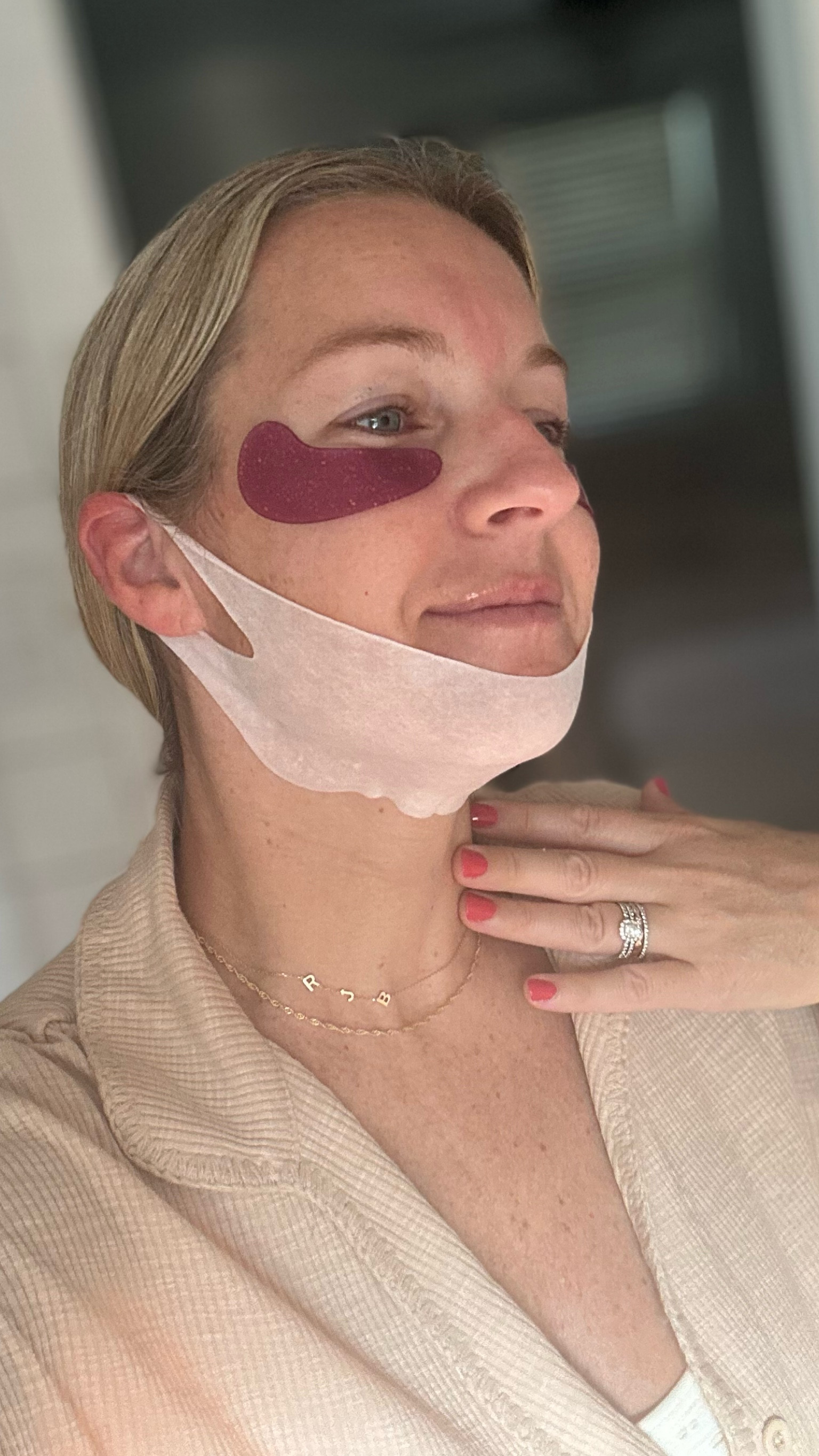 This is where I’m at in my life 🤣 but hey, if it works, it works! My family has these genetic jowels so I’m working hard (or am I) to keep them tight! I’m wearing a medium pj set and it’s one of my faves. I have it in white too. Linked my eye patches too! They’re good and work but I also linked my favorite!!! The ones I’m wearing are fine. Just take a few minutes to stay put and that annoys me  

#LTKOver40 #LTKFindsUnder50 #LTKBeauty