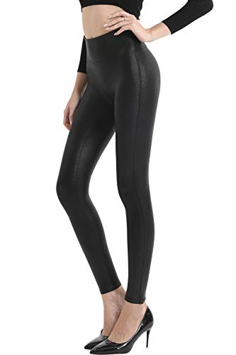 Retro Gong Womens Faux Leather Leggings Stretch High Waisted Pleather Pants Black | Amazon (US)