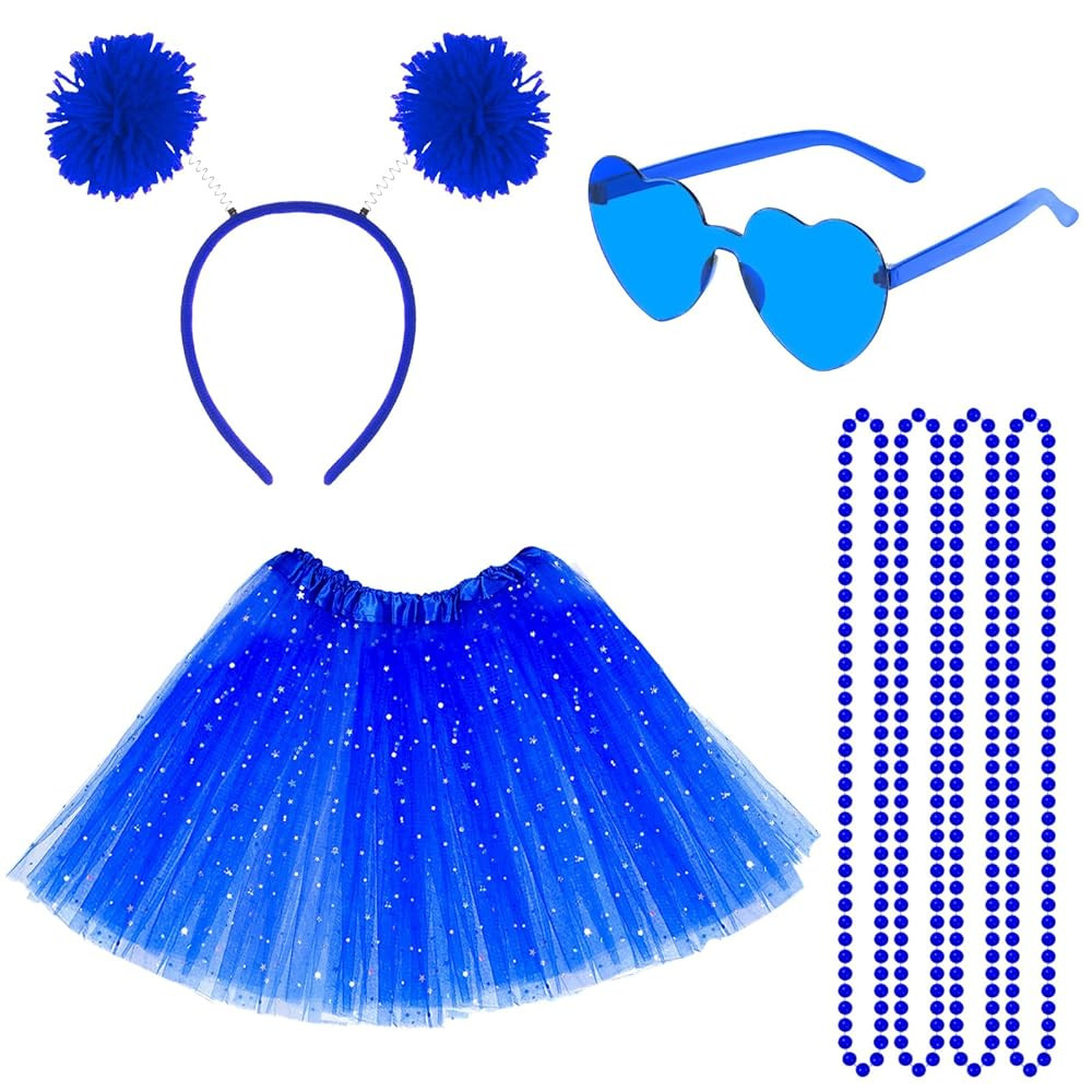 80s Girls Tutu Costume Accessories Sparkle Star Tutu Heart Sunglasses Pom Headband Skirt Necklace... | Amazon (US)