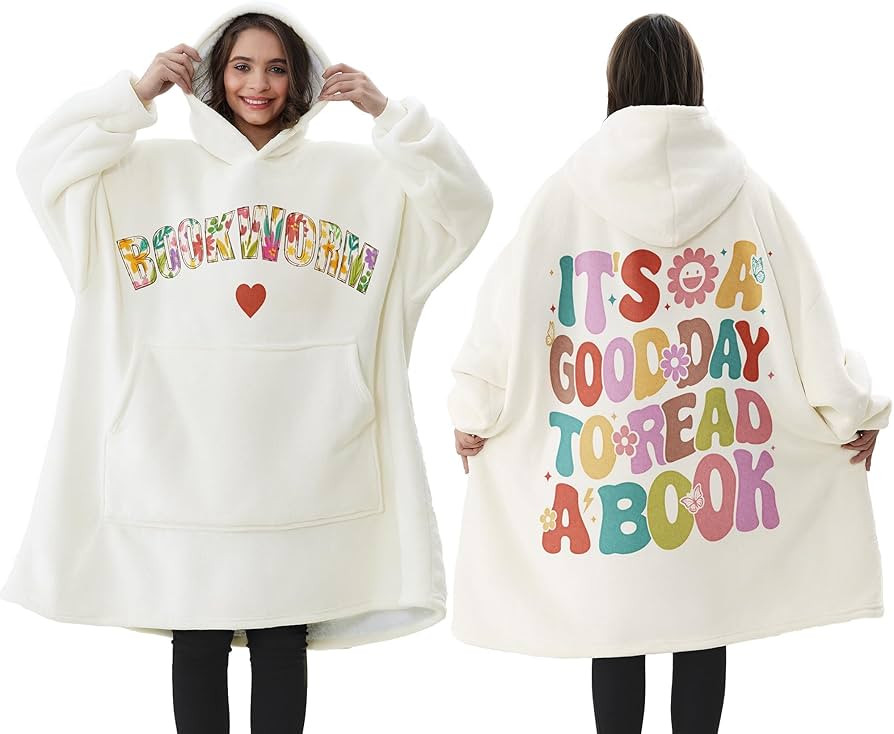 Book Lovers Gifts, Bookish Gifts for Women, Wearable Blanket Hoodie Bookworm Gifts for Reading Lo... | Amazon (US)