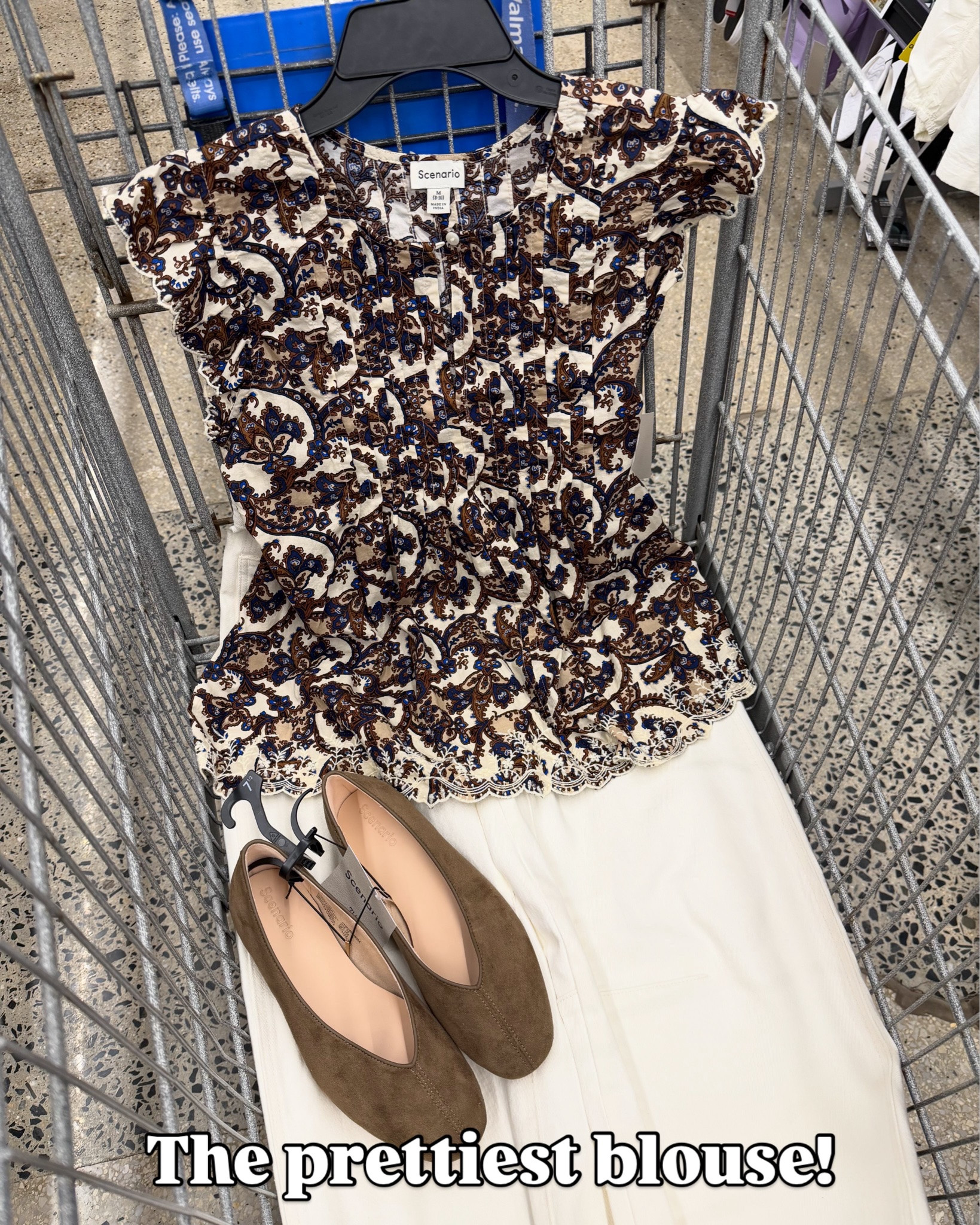 Walmart outfit idea with this new cotton blouse and white barrel jeans! Top fits tts but has no stretch, I got a small and feel the medium would be better. #walmartfashion

#LTKSaleAlert #LTKOver40