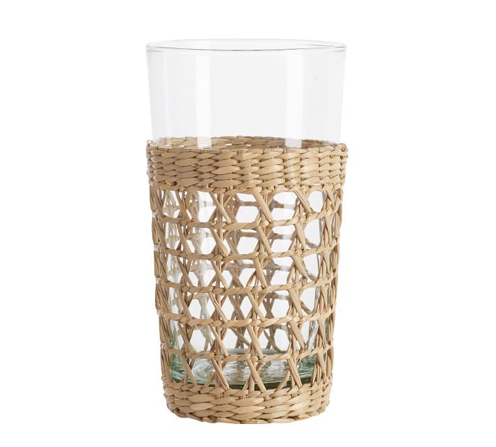 Cane Recycled Tall Glasses, 9.5 oz, Set of 6 - Natural | Pottery Barn (US)