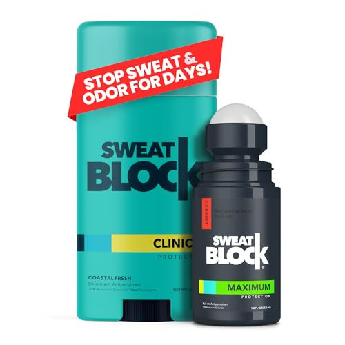 SweatBlock Clinical Strength Antiperspirant and Deodorant System for Men and Women Roll-On 1.2 fl oz for Sweat Control Plus 2.7 oz Stick for 48 Hour Odor Protection Hyperhidrosis Treatment Kit | Amazon (US)