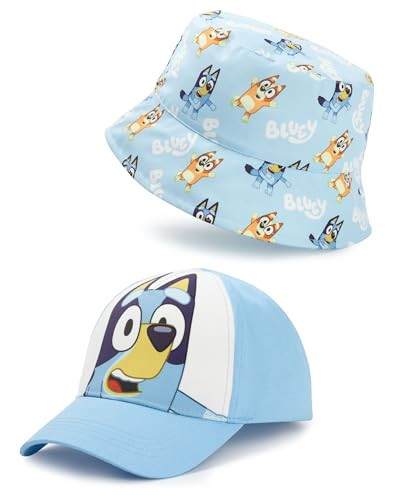 Bluey Kids Bucket Hat & Cap Set Bingo Character All Over Print Headwear in Blue for Boys and Girls | Amazon (US)