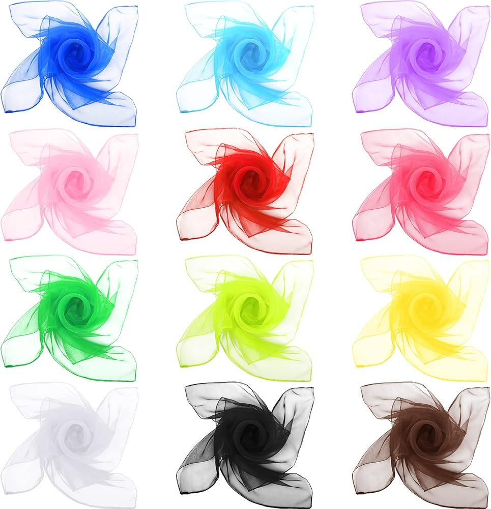 Haysandy 12 Pcs 50s Retro Chiffon Sheer Square Neck Head Scarf for Women Handkerchief Lightweight... | Amazon (US)