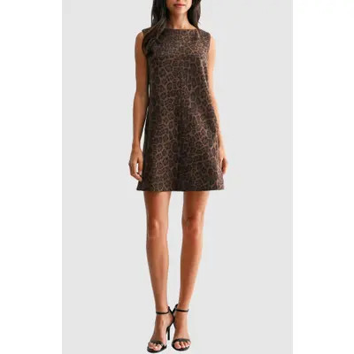 Mila Mae Faux Suede Shift Minidress in Leopard at Nordstrom, Size Large | Nordstrom