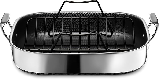 HexClad Hybrid Nonstick Roasting Pan with Rack, Dishwasher-Friendly, Oven-Safe Up to 900°F, Comp... | Amazon (US)