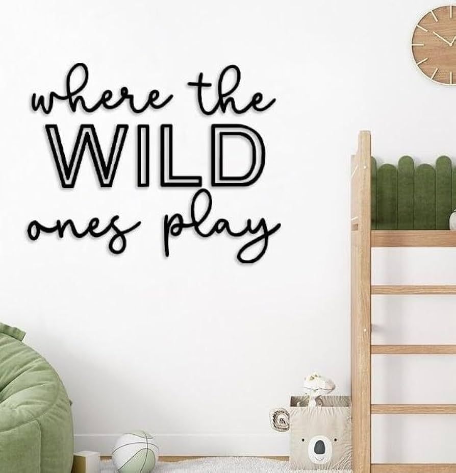 Playroom Wall Decor, 24" XL Where The Wild Ones Play Nursery Sign Acrylic Wall Art Decoration for... | Amazon (US)