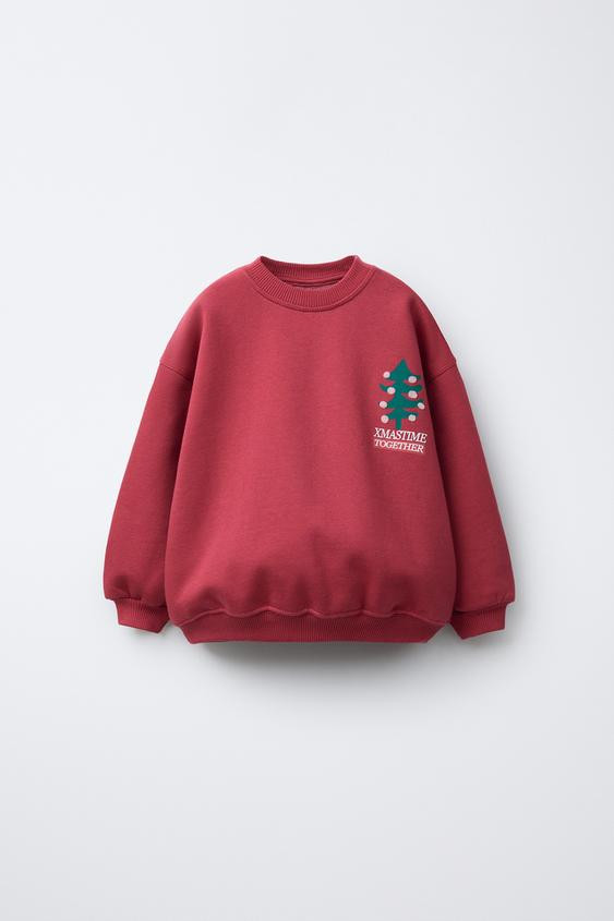 FLOCKED DECORATED TREE SWEATSHIRT | Zara US