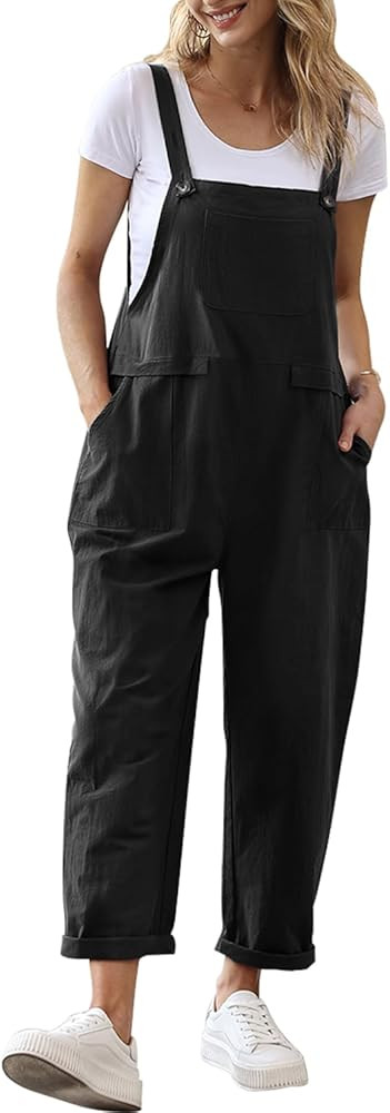 YESNO Women Long Casual Loose Bib Pants Overalls Baggy Rompers Jumpsuits with Pockets PV9CA | Amazon (CA)