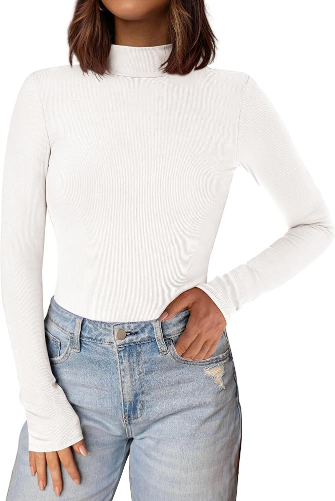 PRETTYGARDEN Women's Turtleneck Long Sleeve Shirts 2025 Fall Basic Tees Ribbed Fitted Tops Therma... | Amazon (US)