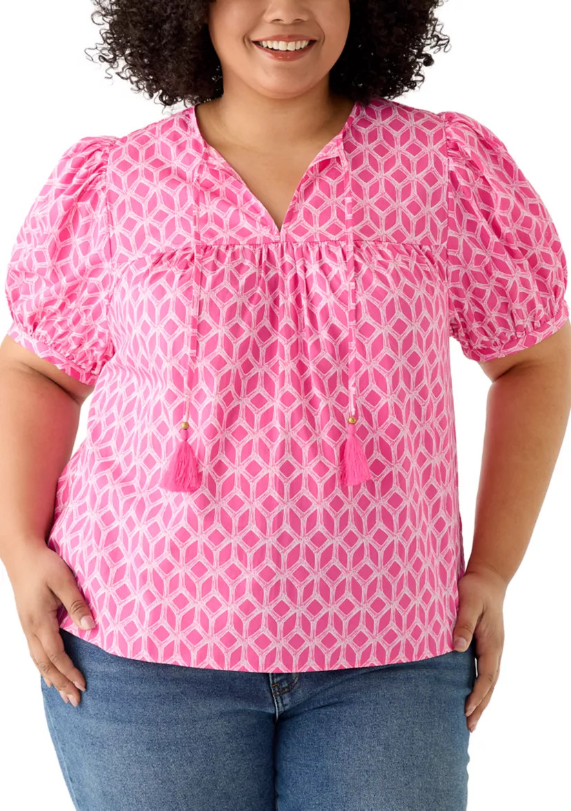 Plus Size Peasant Shirt with Tassels | Belk