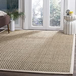 SAFAVIEH Natural Fiber Collection 4' Square Ivory NF114J Border Basketweave Seagrass Area Rug | Amazon (US)