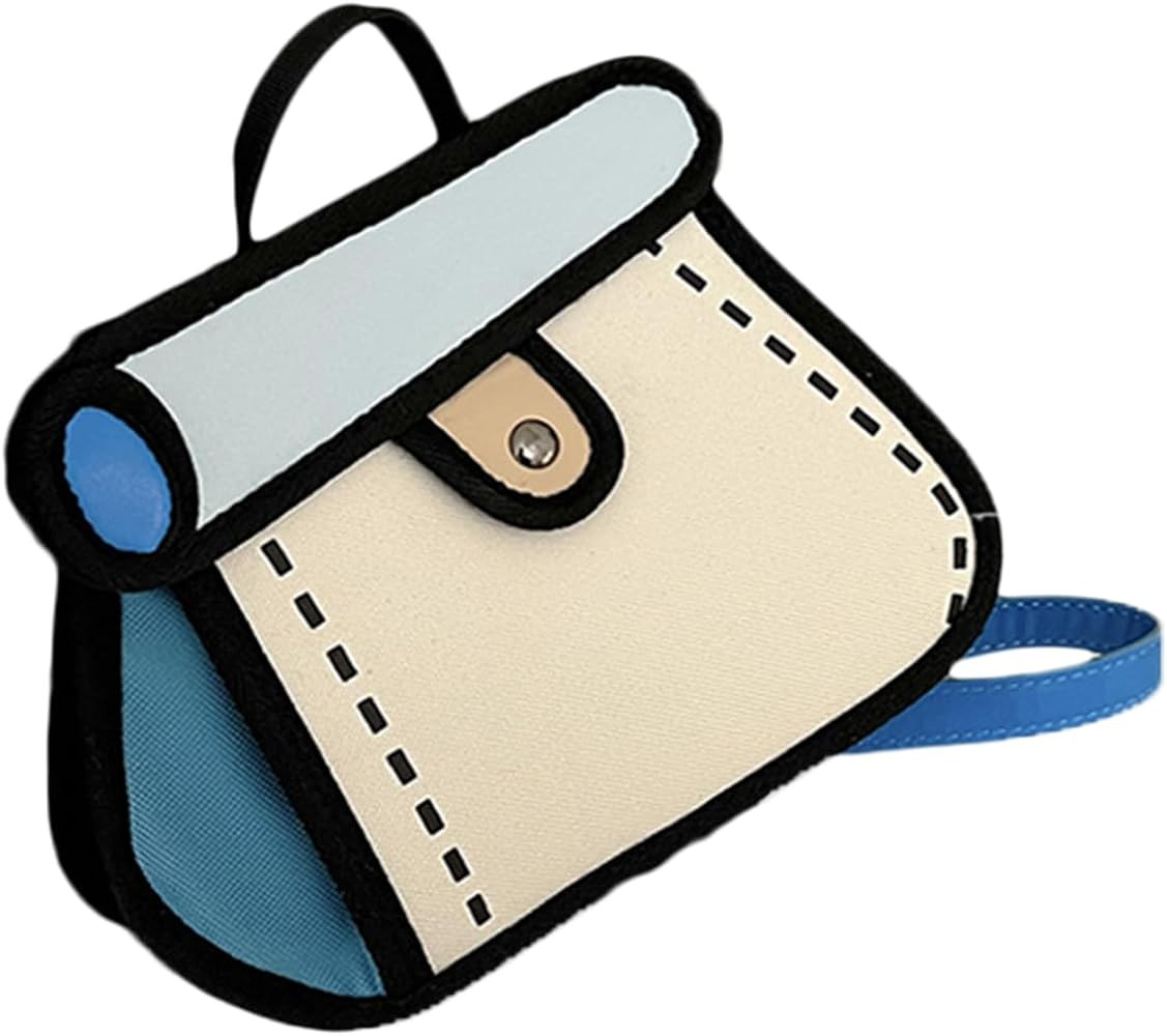 Funny 2D Cartoon Crossbody Bag Creative Cute Handbag 3D Style 2D Drawing Canvas Bag for Women & M... | Amazon (US)