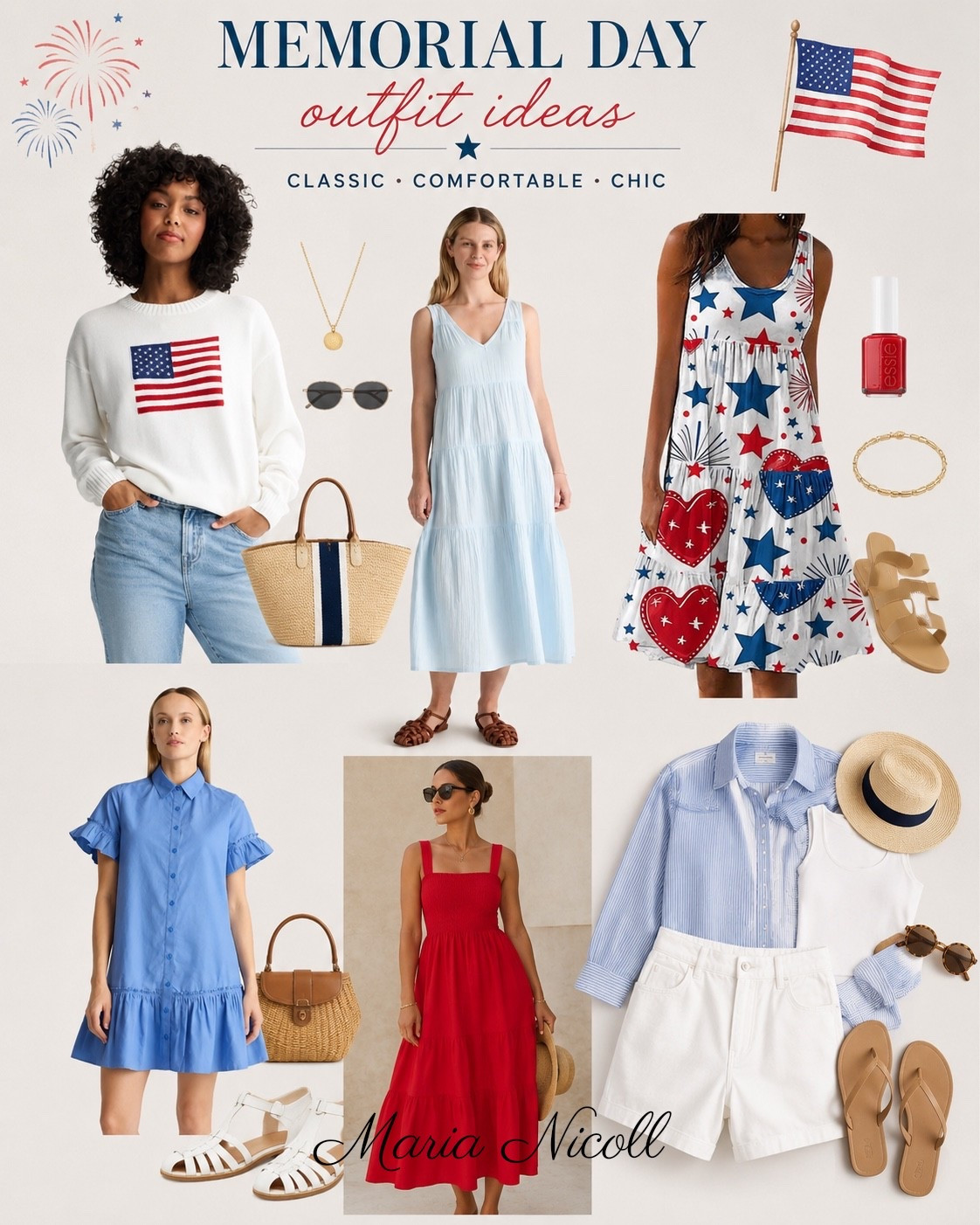 Memorial Day outfits but make it effortless & chic ❤️🤍💙

Sharing some affordable pieces I’m loving lately — classy, comfortable and easy to style for summer weekends, BBQs, beach days & family moments ✨

Which look is your favorite? 👀  
Everything linked on my LTK 🤍#LTKStyleTip #LTKFindsUnder50 #MemorialDayStyle #SummerOutfits #CoastalStyle #MomStyle #EffortlessStyle #AmericanaStyle #QuietLuxuryStyle #SummerFashion #LTKIt #CasualChic

#LTKSeasonal #LTKSeasonal #LTKmomlife #LTKootd