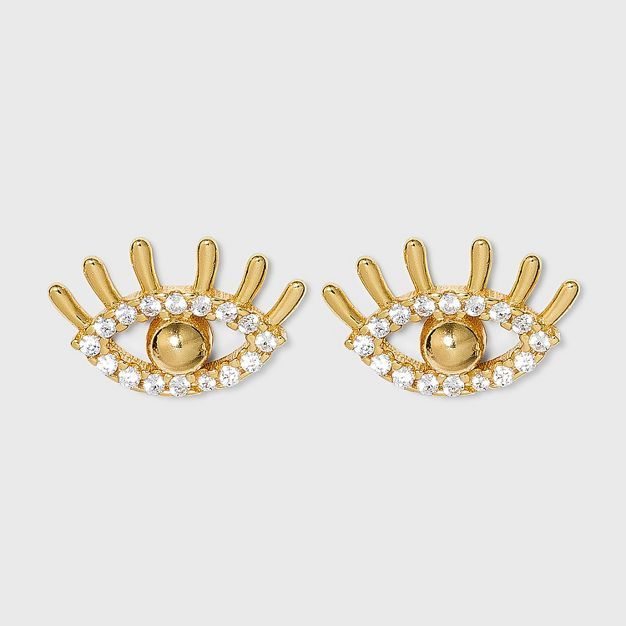 SUGARFIX by BaubleBar 14k Gold Plated Crystal Evil Eye Stud Earrings - Gold | Target