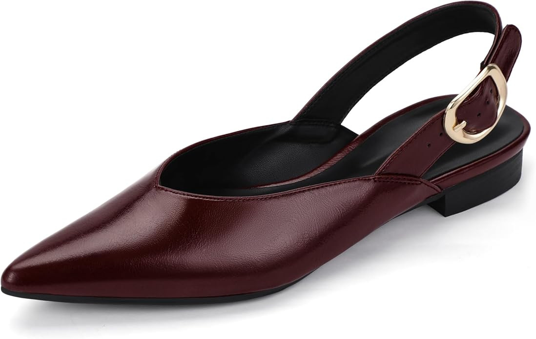 IDIFU Women's Flats Pointed Toe Slingback Dress Shoes for Women Comfortable Dressy Fashion Trendy... | Amazon (US)
