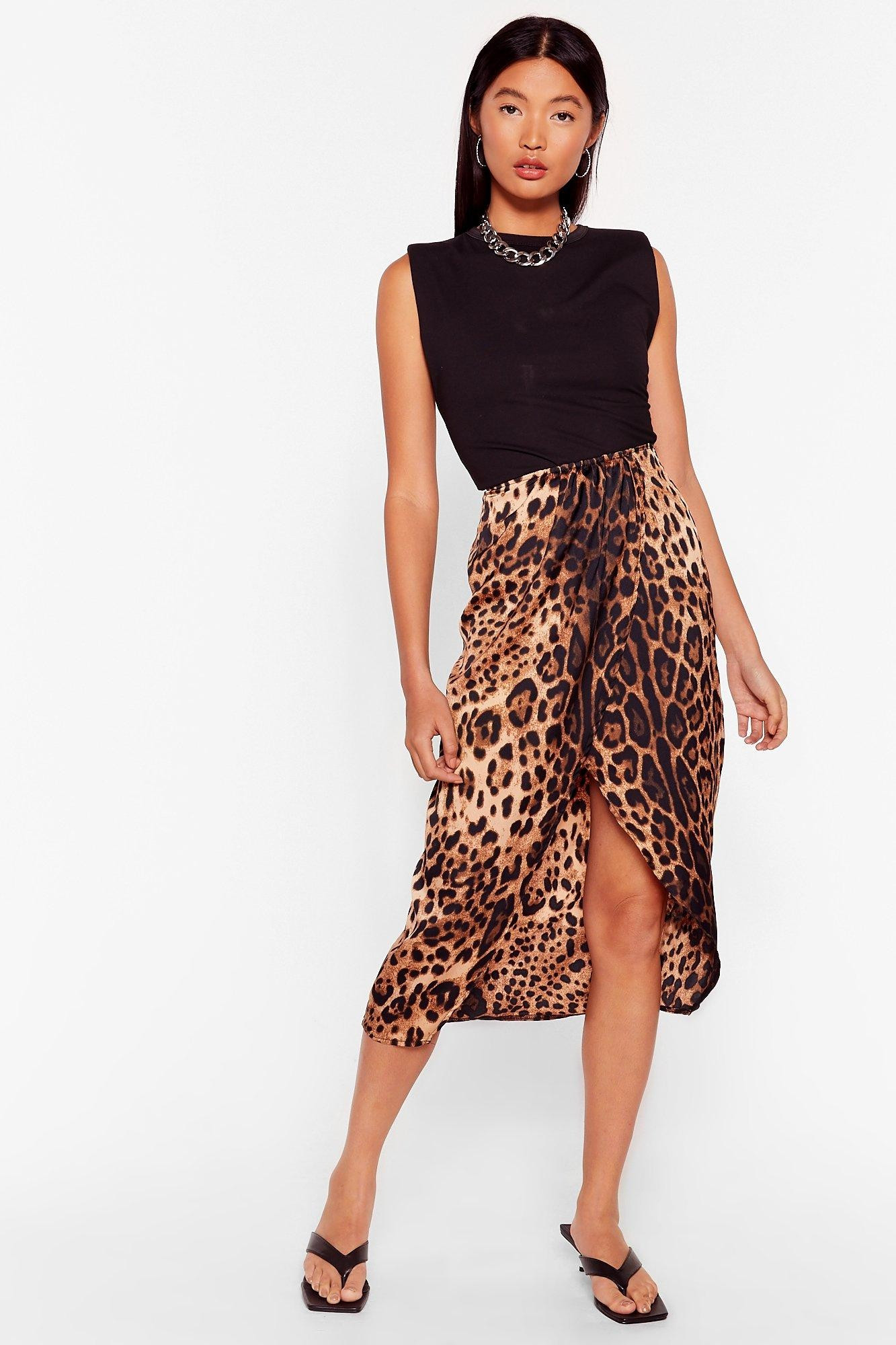 Satin Back Leopard Midi Skirt | NastyGal (US & CA)