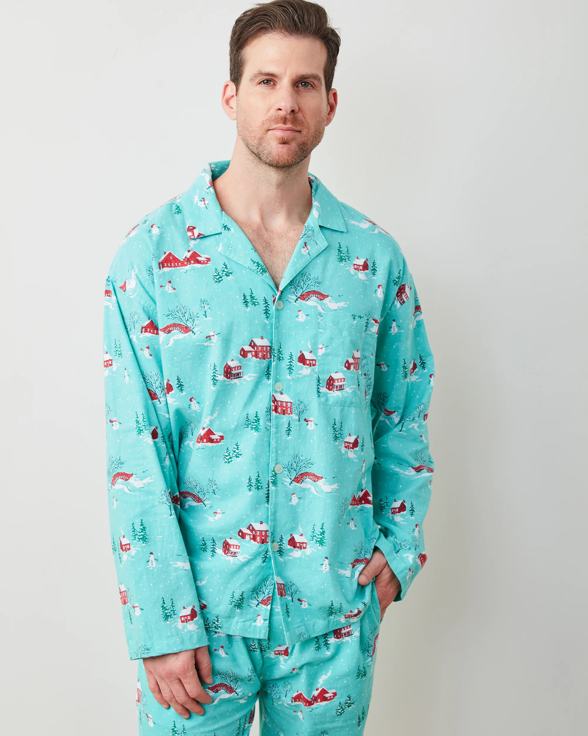 Winter Wonderland - Men's Lightweight Flannel Long PJ Set - Snow Day | Printfresh