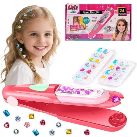 Hair Gem Stamper Kit, Bling Hair Jewels for Girls Toys, Hair Styling Tool with Reusable Shining Diamonds, Birthday Gifts Toys for Girls | Walmart (US)