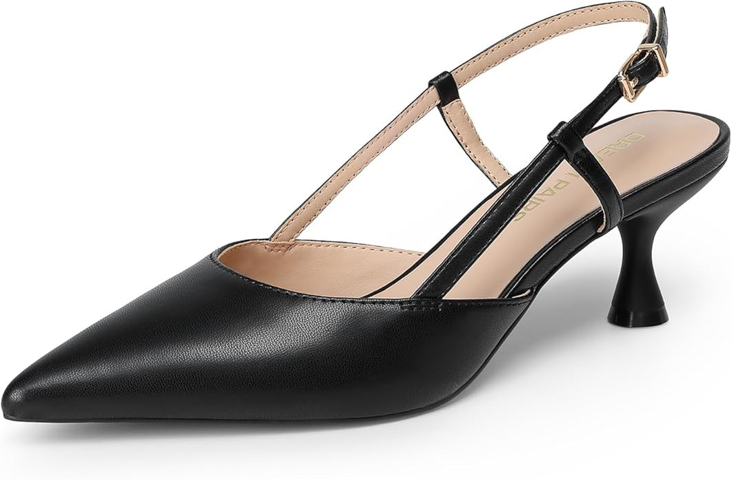 DREAM PAIRS Women's Slingback Kitten Heels Closed Pointed Toe Low Stiletto Heels Dress Bridal Par... | Amazon (US)