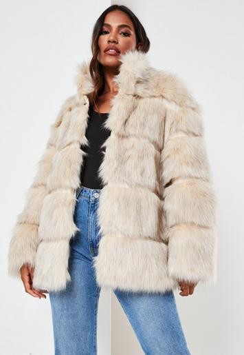 Blue Pelted Faux Fur High Collar Coat | Missguided (US & CA)