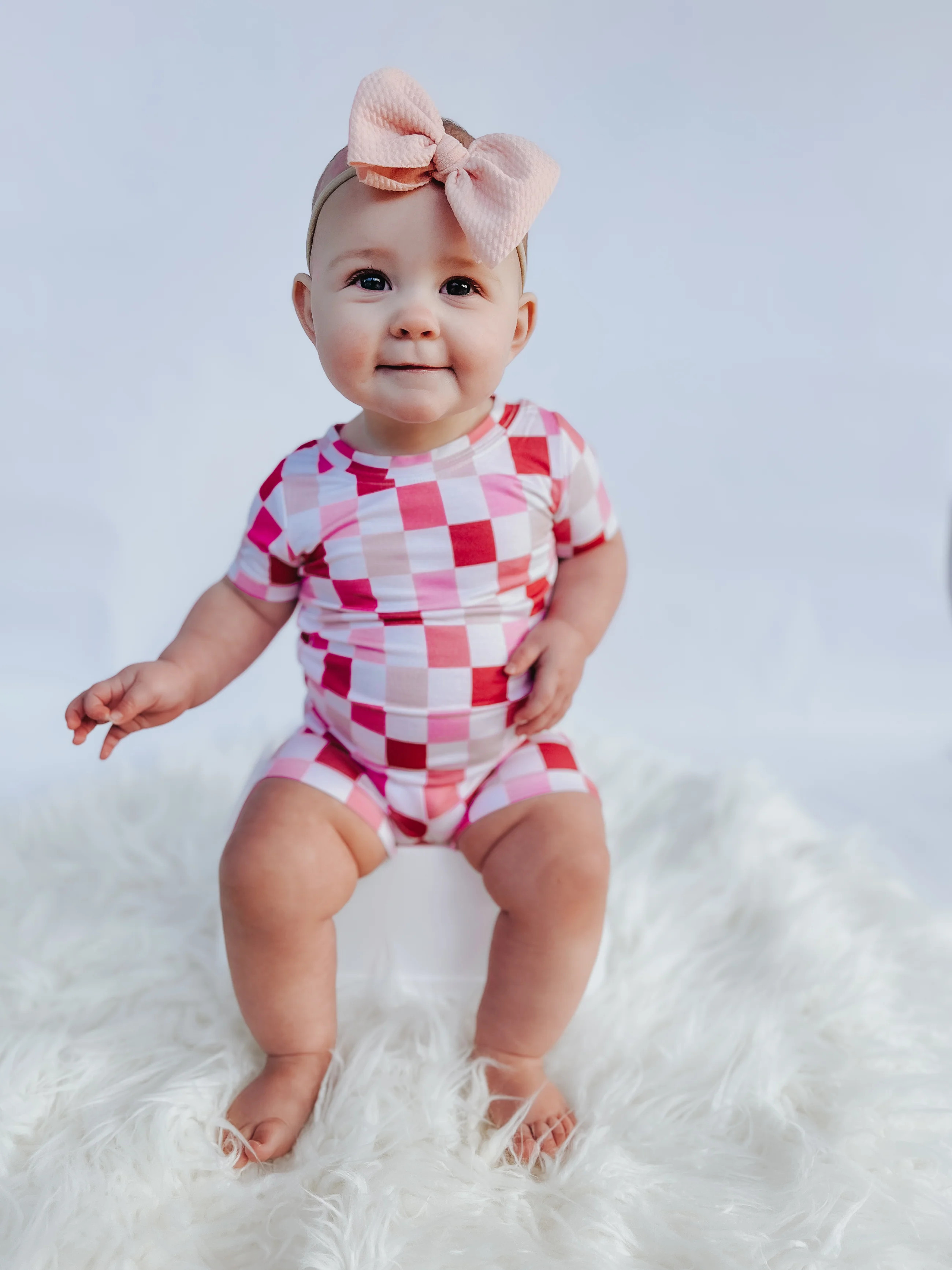 DREAMY PINK CHECKERS DREAM SHORT SET | Dream Big Little Co.
