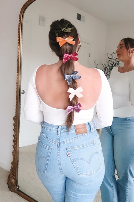 Thought these little bows would be so cute in a long bubble ponytail! 

Top comes in a few colors, size m/l
Jeans I recommend sizing up!


#LTKfindsunder50 #LTKbeauty
