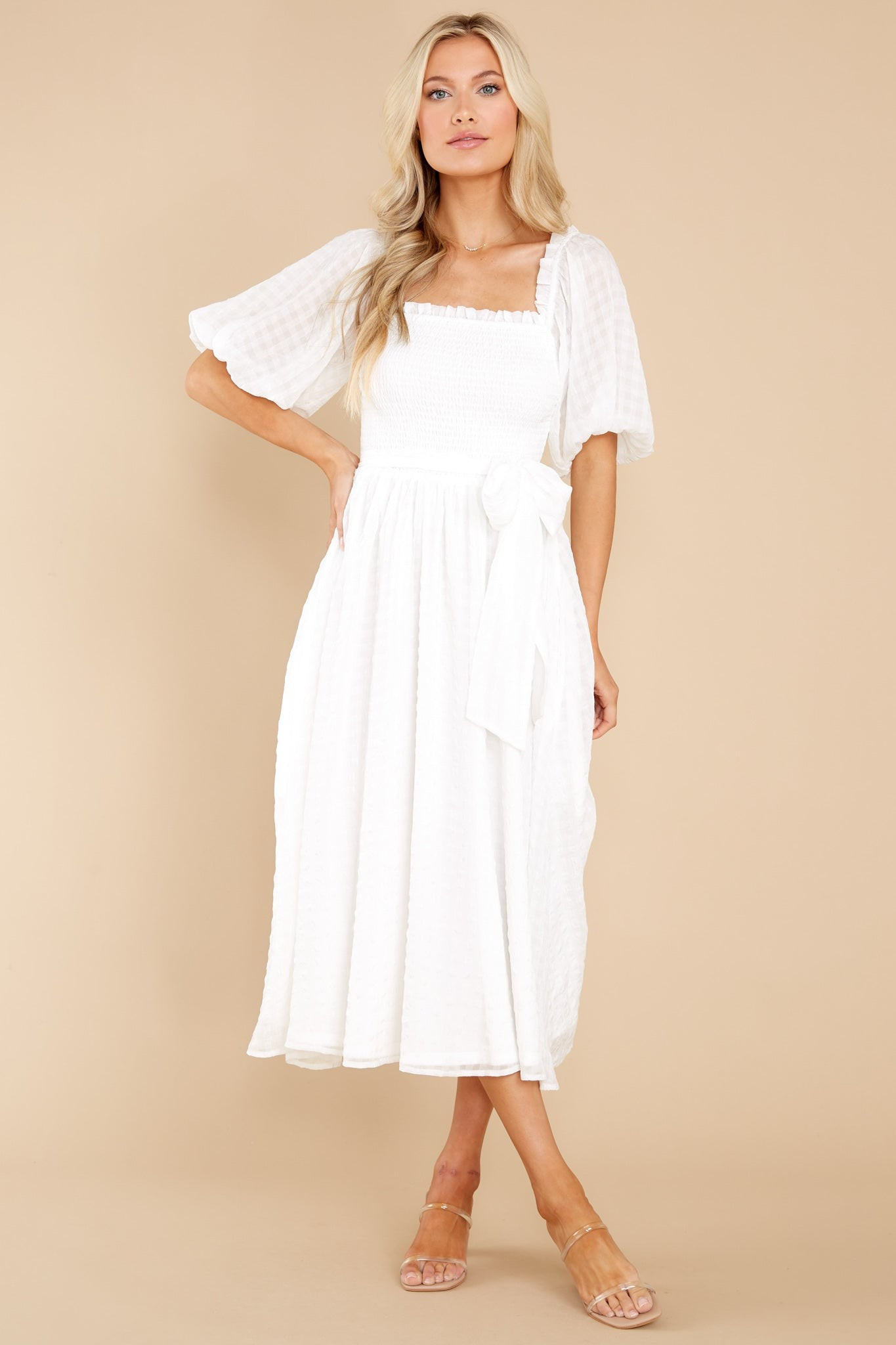 Never Ending Love Story White Midi Dress | Red Dress 