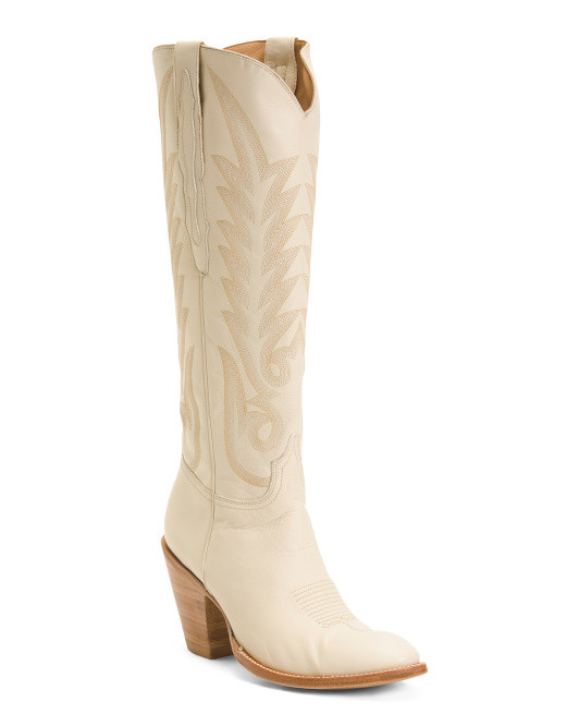 Made In Mexico Leather Jasmine Heeled Western Boots | TJ Maxx