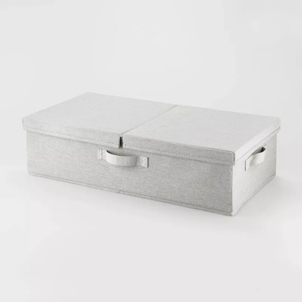Click for more info about Underbed Fabric Bin with Lid Light Gray - Brightroom™