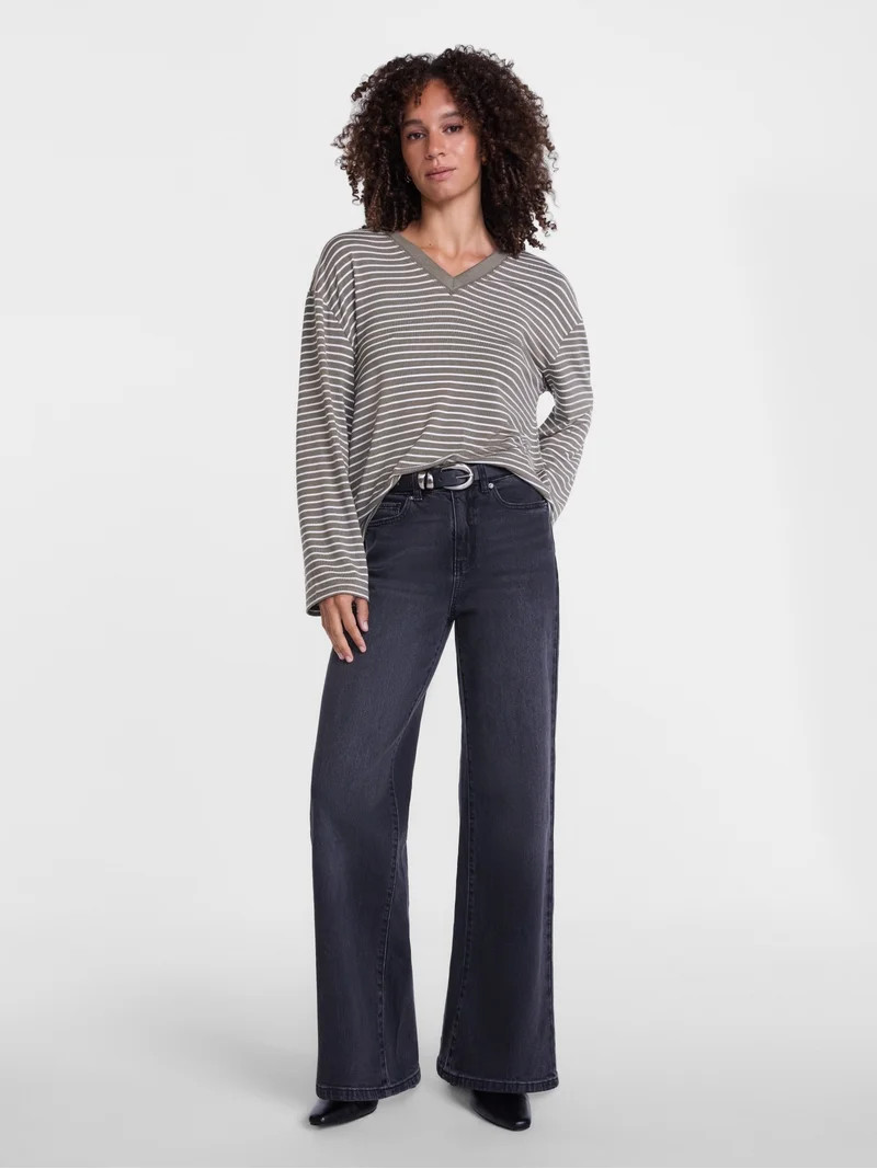 Scenario Women's and Women's Plus Relaxed Tee with Long Sleeves, Sizes XS-4X | Walmart (US)